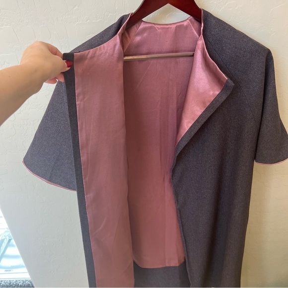 Opera Coat 1960s Wool custom Cape/overcoat,purple  contrast satin purple lining - Picture 2 of 11